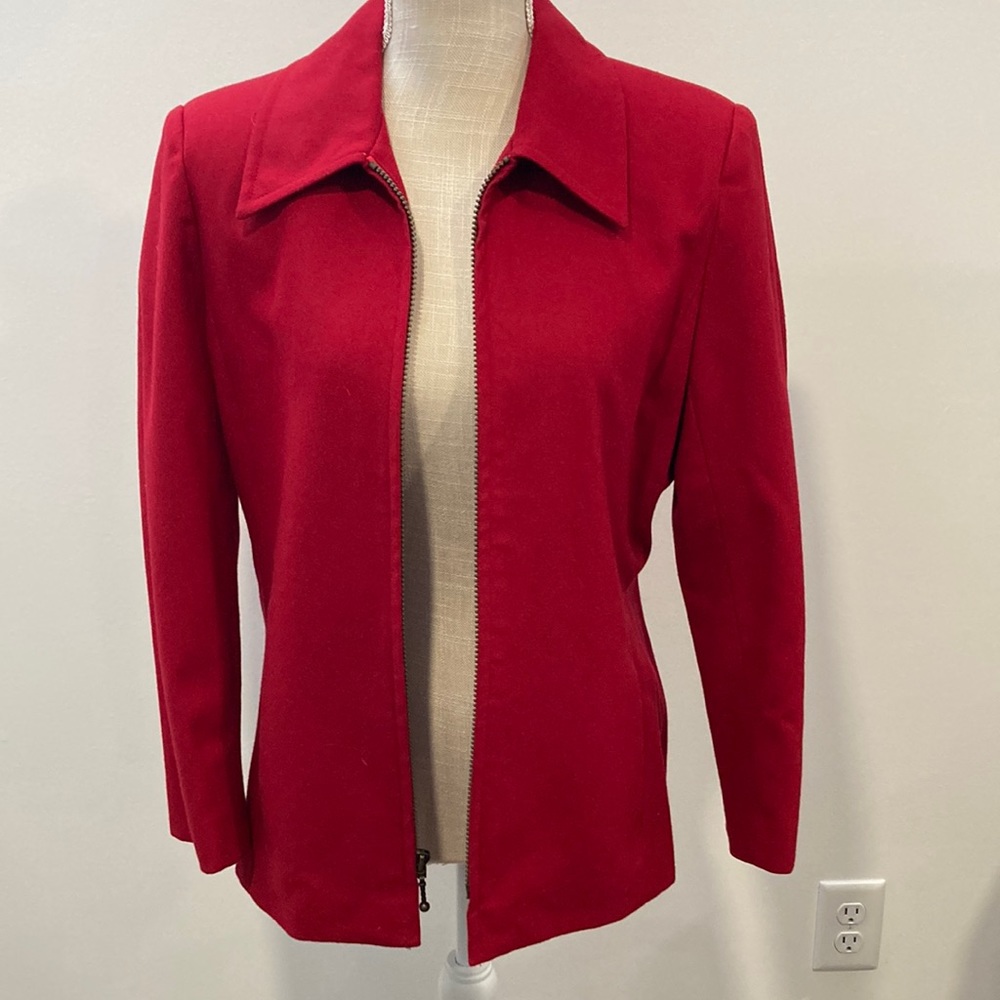 Sag Harbor red wool zip-up jacket 8p